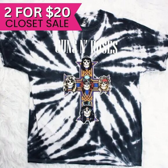 NWOT‎ Guns N Roses Cross Tie Dye Unisex Licensed Band T Shirt Merch Tee Large - Picture 1 of 9